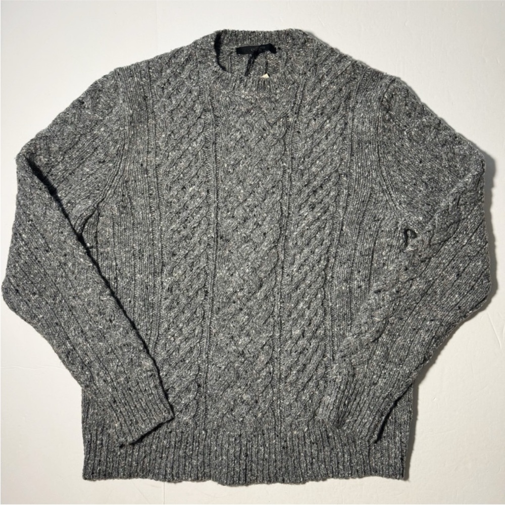 Express The Tweed Cable Knit Gray Sweater